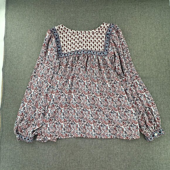 GAP Cottage Core‎ Blouse Long Balloon Sleeve Medium Paisley Top Relaxed Fit - Picture 10 of 11